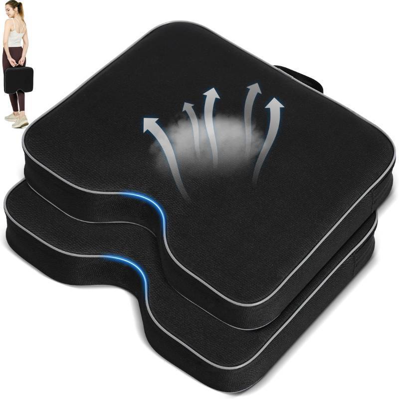 lot 53875 image: FASTMOMENT 2 Pcs Stadium Seat Cushions - Outdoor Seat Cushions for Bleachers Fashion & Portable Stadium Cushions with Decorative Strips Water-Repellent Stadium Seats for Outdoor Sports Events (Black) - Retail $37