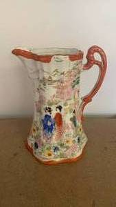 lot 51 image: Japanese Hand-Painted Porcelain Pitcher approx 7.75 inches MGA75