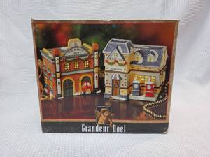 lot 383 image: Grandeur Noel Christmas Village Fire Station and Garage