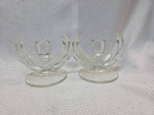 lot 455 image: Crystal Lotus Candle Holders