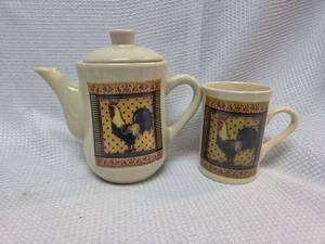 lot 466 image: Country Rooster Tea Set