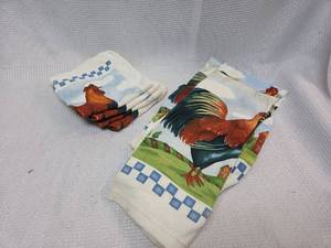 lot 471 image: Country Rooster Kitchen Towel Set
