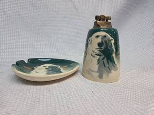 lot 532 image: BearPortrait Lighter and Ashtray Set