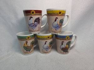 lot 570 image: Country Rooster Sunflower Coffee Mug Set