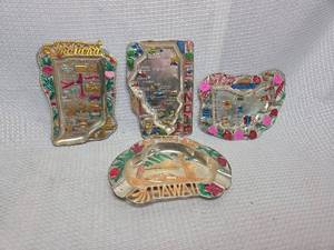 lot 585 image: State Souvenir Ashtray Collection - Indiana, Illinois, Ohio, Hawaii