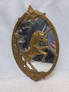 lot 602 image: Brass Unicorn Wall Mirror