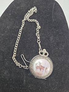 lot 605 image: Deer Design Pocket Watch with Chain