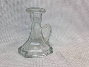 lot 632 image: Clear Glass Candlestick Holder with Octagonal Base
