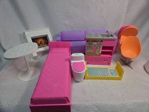 lot 646 image: Barbie Dream House Furniture Set with Fireplace
