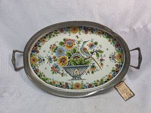 lot 656 image: Franz Todlin Dutch Floral Handled Cake Plate