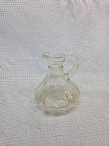 lot 708 image: Small Clear Glass Cruet with Applied Handle