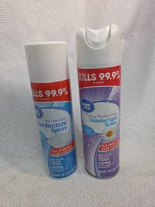 lot 715 image: Great Value Disinfectant Spray Set - Fresh Linen & Morning Meadow