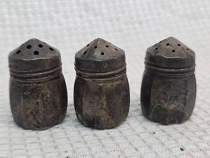 lot 740 image: Metal Salt Shakers Set of 3