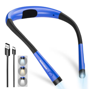 lot 4339 image: Glocusent Book Light, 3-Color & 6-Brightness Reading Light, Bendable Neck Light - Retail $29