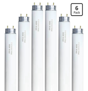 lot 4357 image: 6 Pack, 18 Inch F15T8WW 15W Soft White Fluorescent Bulb for All 15 Watt Light Fixture, T8 Fluorescent Bulb 15 Watt 3000K Warm White, 950 Lumens - Retail $0