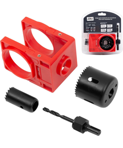 lot 4358 image: RKK Door Lock Installation Kit, Door Lock Carbon Steel Hole Saw Set for Wooden Doors with Guide Template (1 Set) - Retail $0
