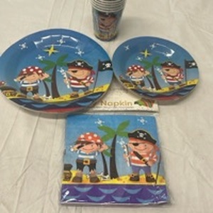 lot 7017 image: Pirate Birthday Party Supplies - Pirate Party Napkins Cups Big Plates Small Plates