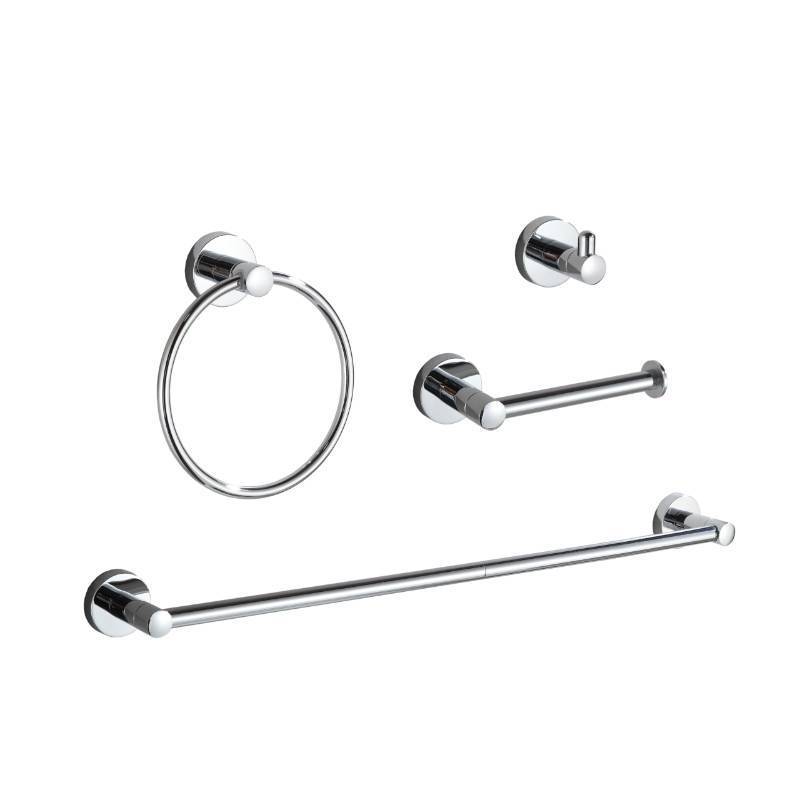 lot 71784 image: Bathroom Accessory Set Chrome 4 Pieces Bathroom Towel Rack 24 Inches Adjustable Bathroom Hardware Set - Retail $31