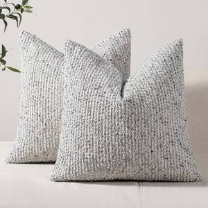 lot 71808 image: Striped Throw Pillow Covers 20x20 Set of 2 Blue Textured Boucle Chic Morden Boho Accent Farmhouse Square Decorative Couch Pillow Covers for Home Decor Bed Sofa Living Room - Retail $33