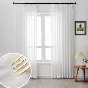 lot 71811 image: Off White Pinch Pleated Curtains 108 Inches Long 1 Panel Chiffon Sheer Curtains for Living Room Bedroom Semi Sheer Light Filtering Curtain & Drapes for Sliding Glass Door, W40 x L108 - Retail $37