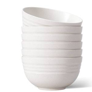 lot 71817 image: Unbreakable Cereal Bowls, 25 OZ Wheat Straw Bowls Microwave and Dishwasher Safe BPA-Free Eco-Friendly Bowl Beige Color for Cereal, Serving ,Soup, Oatmeal, Pasta and Salad��Set Of 6�� - Retail $15