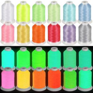 lot 71819 image: 12 Colors Glow in The Dark Embroidery Thread Colorful Luminary Polyester Machine Accessories 550 Yard Sewing Thread for Embroidery Quilting Sewing Decorations - Retail $21