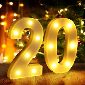 lot 71831 image: 20th Birthday Decorations for Women Men, Happy 20 Year Old Birthday Decorations for Centerpieces Table,20 Light Up Numbers Sign Led for Party Backdrop Wall Decor for Wedding Anniversary Home - Retail $14