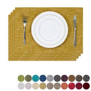 lot 71851 image: Kevin Textile Table Mats Set of 4 Heat Resistant Washable Placemats for Parties Buffet Dinner, 13 x 19 inches, Honey Yellow - Retail $17