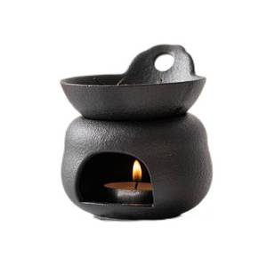 lot 71858 image: Delicate Romantic Metal Tealight Candle Holder Oil Tart Burner Aroma Diffuser Furnace Home Decoration Split Design Black (broken top) - Retail $6,473