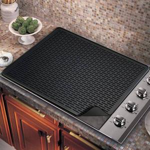 lot 71884 image: Silicone Large Dish Drying Mat - 28 x 20 Stove Top Protector for Electric Stove, Food Grade, Foldable, Easy Clean, Heat-Resistant Mat for Glass Cooktop, Black (stain on it) - Retail $10