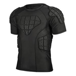 lot 71894 image: Padded Football Shirt Padded Compression Shirt Football Rib Protectors Undershirt Padded for Rugby Lacrosse Baseball (Black, L) - Retail $42