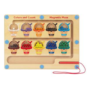 lot 71899 image: Magnetic Color & Number Maze - Montessori Wooden Color Matching Learning Counting Puzzle Board - Toddler Fine Motor Skills Toys for Boys Girls 3 4 5 Years Old - Retail $10