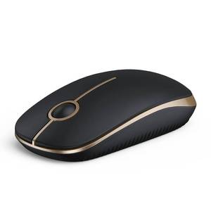 lot 71900 image: Wireless Mouse, 2.4G Slim Portable Computer Laptop Mouse with Nano Receiver Quiet Silent Optical Mice for Notebook, PC, Laptop, Computer-Black and Gold - Retail $9
