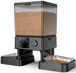 lot 71920 image: Automatic Cat Feeder for 2 Cats, 20 Cups5L Automatic Cat Food Dispenser for Small Pets Indoor, Timed Cat Feeder for Dry Food - Retail $50