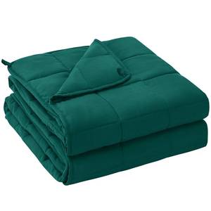 lot 71937 image: Weighted Blanket for Adults (17 lbs, 60 x 80, Dark Green) Cooling Heavy Blanket for Sleeping Perfect for 160-180 lbs, Queen Size Breathable Blanket with Premium Glass Bead, Machine Washable.  NEEDS TO BE WASHED. - Retail $75