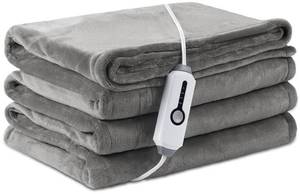 lot 71947 image: Electric Heated Blanket Full Size 72x84, Luxurious Breathable Flannel with 4 Heat Settings, 10-Hour Auto Shut-Off & Overheat Protection, for Bed & Couch, Cozy Gift - Light Grey - Retail $37