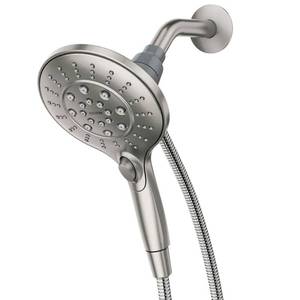 lot 71952 image: Moen Engage Spot Resist Brushed Nickel Six-Function 5.5-Inch Removable Handheld Showerhead with Magnetic Docking System, 26112SRN