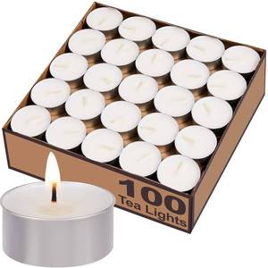 lot 71960 image: Tea Lights Candles Bulk - 100 Pack, 4.5 Hours Fully Burns Tealight Candles Unscented Smokeless Bright Flame Palm Tealights for Home, Christmas��Sabbath, Weddings & Halloween Decor, White