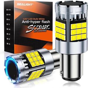 lot 71974 image: 1157 LED Bulb White, Anti Hyper Flashing 7528 BAY15D LED Bulbs for Reverse Light, Turn Signal Light, Parking DRL Tail Brake Lights, 6000K White, 2 Pack - Retail $40