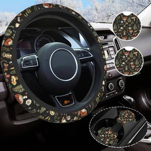 lot 71976 image: Mushroom Steering Wheel Cover Universal 14.5-15 Inch Non-Slip Mushroom Car Accessories for Women Men