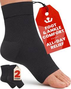 lot 71978 image: Ankle Compression Sleeve - 1-Pair, Plantar Fasciitis Braces - Open Toe Compression Socks for Swelling, Sprain, Neuropathy, Foot Arch Support for Men and Women - 15-20mmhg, L, Black
