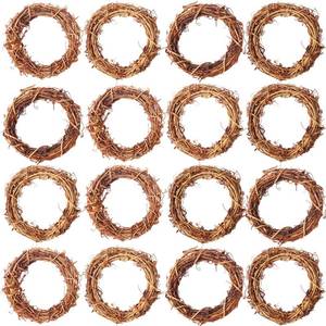 lot 71985 image: 16 Pieces 3 Inch Grapevine Wreaths Vine Branch Wreath Christmas Rattan Wreath Garland Decoration for Christmas Holiday Craft or Wedding Supplies