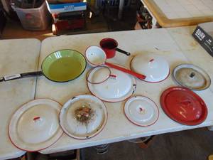 lot 2023 image: Selection of Enamelware Lids