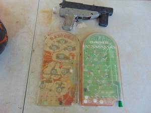 lot 2031 image: Pair of Hand Held Pinball Toys and More -