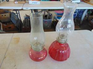 lot 2033 image: Pair of Oil Lamps