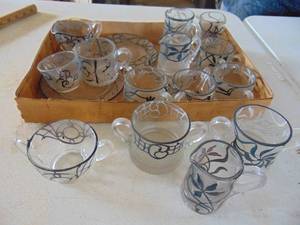 lot 2061 image: Silver Plated Clear Glass  Heavy Glasses