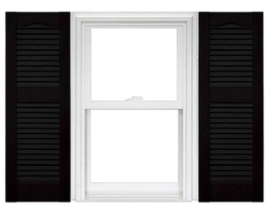 lot 30 image: 14-12 in. x 64 in. Open Louver Shutter Cathedral Top Black pair #002