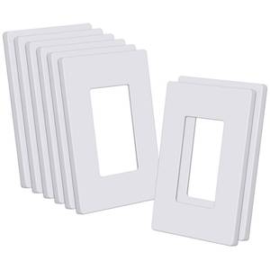 lot 4297 image: CML Decorator Screwless Wall Plate, 1-Gang Receptacle Outlet Cover, 8 Pack Hidden Screw Smooth Face Switch Plates, Standard Size 2.91x4.68, UL Listed, White