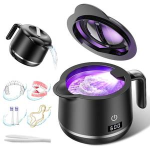 lot 4349 image: GYNHD Ultrasonic Retainer Cleaner Machine - 45kHz Ultrasonic Cleaner - 200ML Mouth Guard & Denture Cleaner Pod & Jewelry - 5 Modes with Digital Timer - Upgrade Water Bottle Design