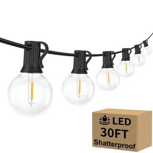 lot 4360 image: Outdoor G40 LED Globe String Lights 30Feet Dimmable Waterproof Shatterproof Patio Light with 152 Bulbs Connectable Commercial Hanging Lights for Christmas Patio House Backyard Balcony Party(Black)
